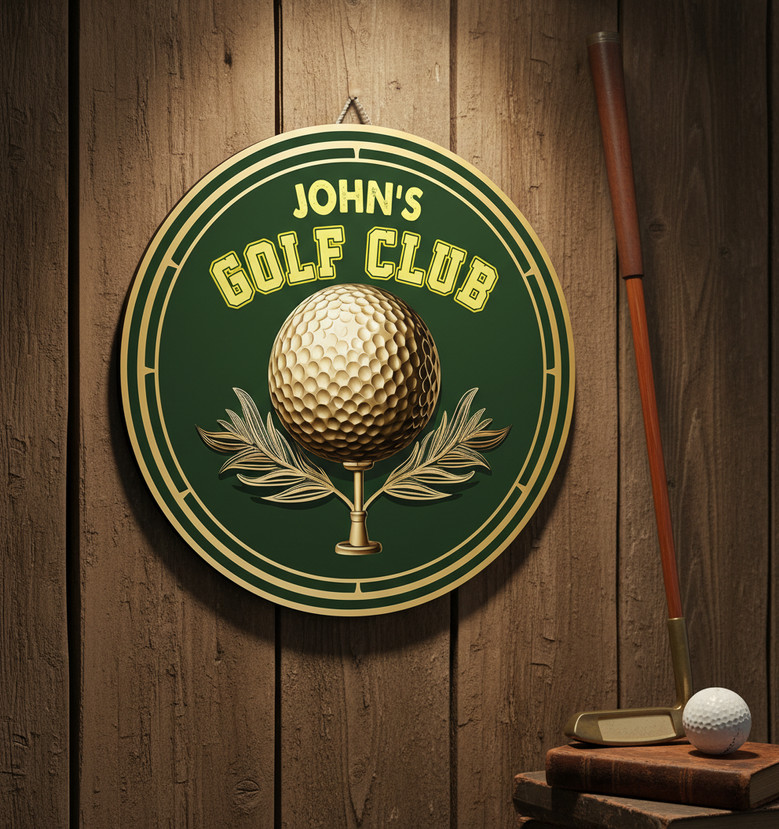 Golf Lovers Personalized Plaque Sport Round Wood Sign Gift