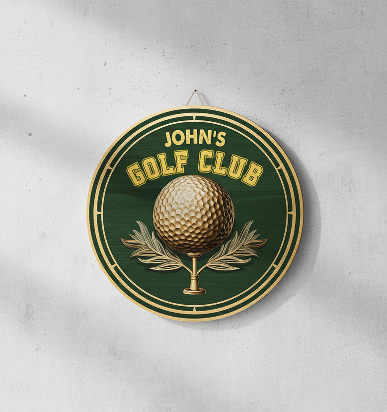 Golf Lovers Personalized Plaque Sport Round Wood Sign Gift