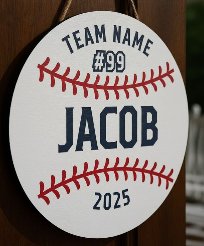Home Run Heritage Custom Baseball Sport Round Wood Sign