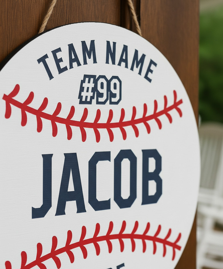 Home Run Heritage Custom Baseball Sport Round Wood Sign