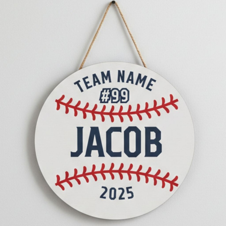 Home Run Heritage Custom Baseball Sport Round Wood Sign