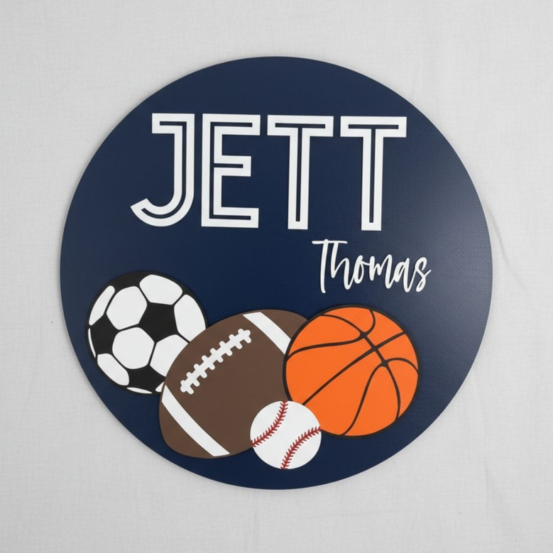 Inspire Future Pros Boys Sports Nursery Sport Round Wood Sign