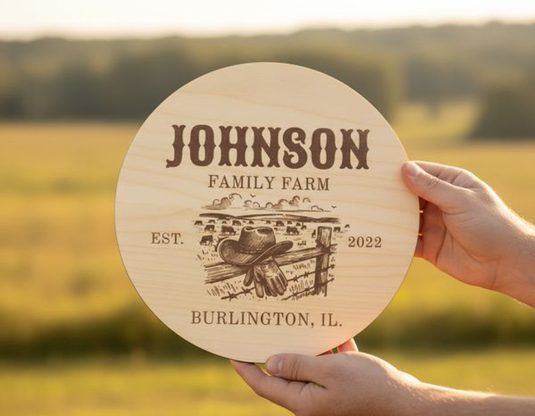 Personalized Ranch Family Name, Farm Round Wood Sign