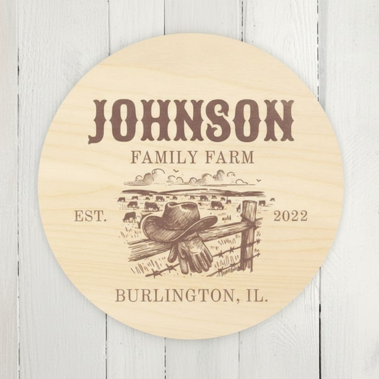 Personalized Ranch Family Name, Farm Round Wood Sign