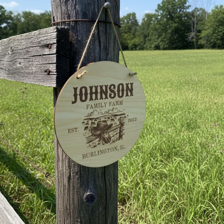 Personalized Ranch Family Name, Farm Round Wood Sign