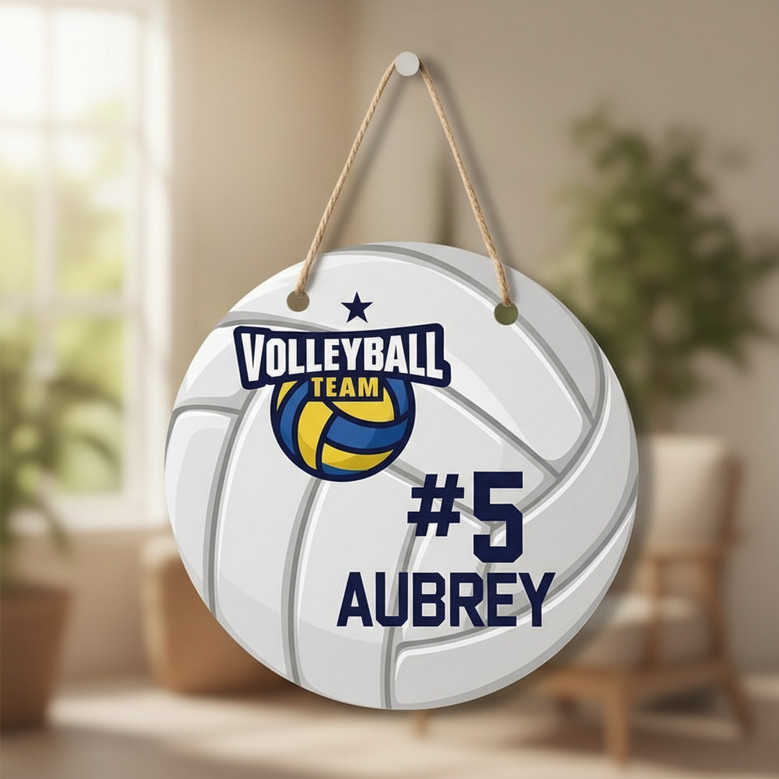 Personalized Volleyball Team, Sport Round Wood Sign Decor