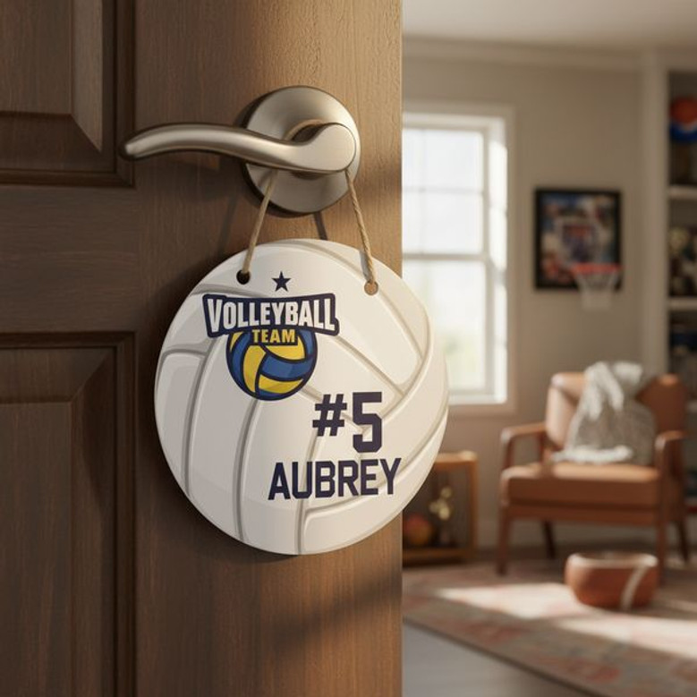 Personalized Volleyball Team, Sport Round Wood Sign Decor