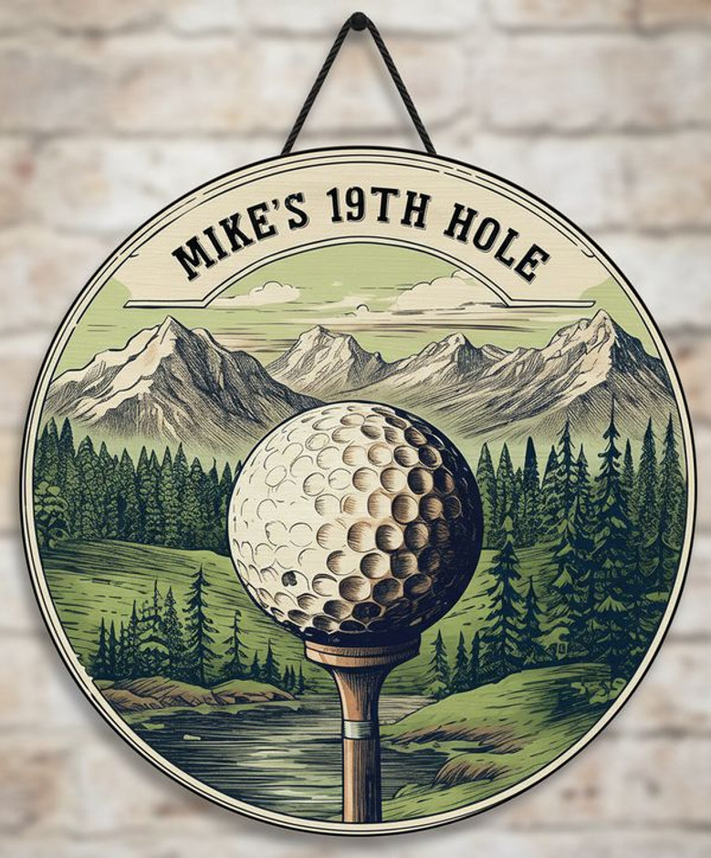 Score a Hole in One with This Custom Sport Round Wood Sign