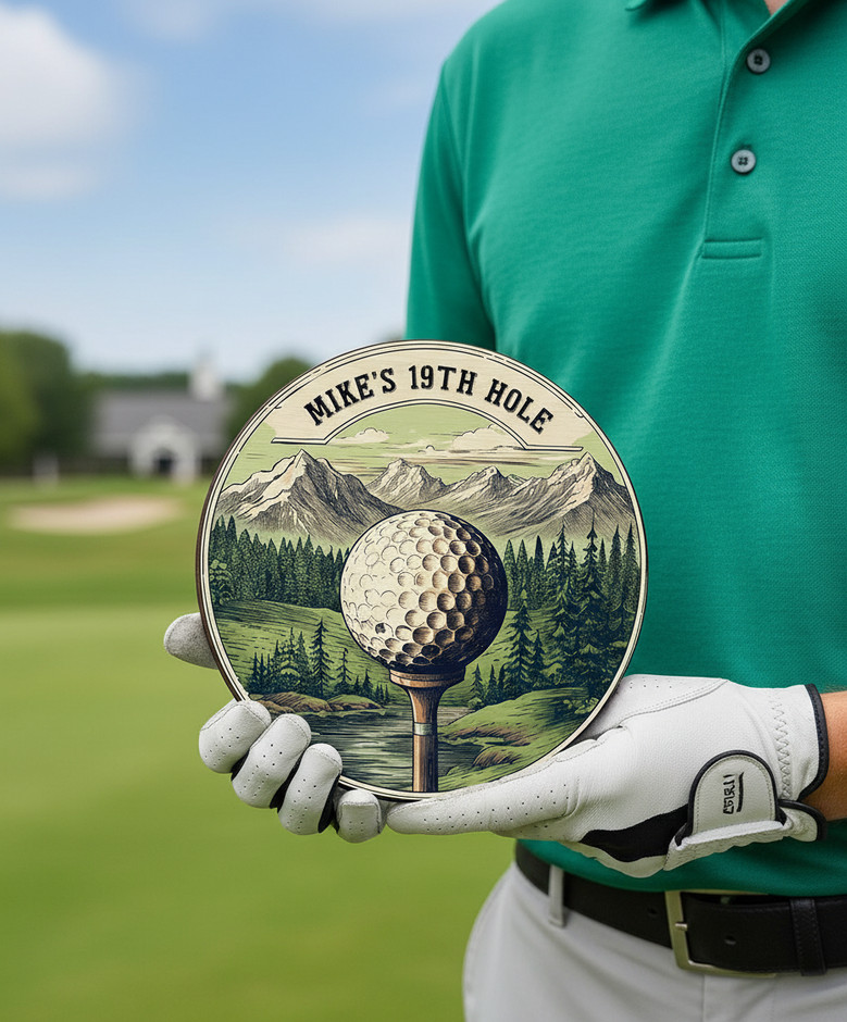 Score a Hole in One with This Custom Sport Round Wood Sign