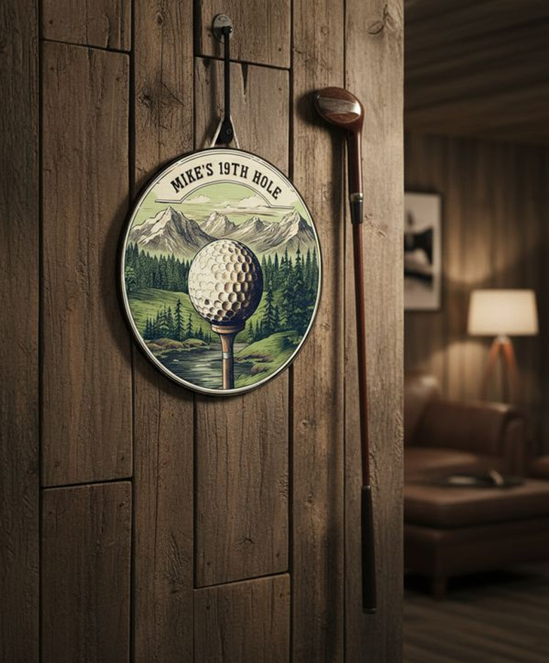 Score a Hole in One with This Custom Sport Round Wood Sign