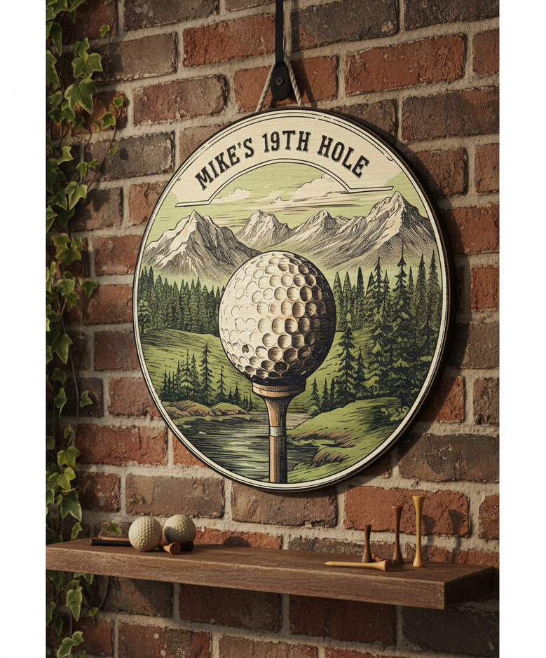 Score a Hole in One with This Custom Sport Round Wood Sign