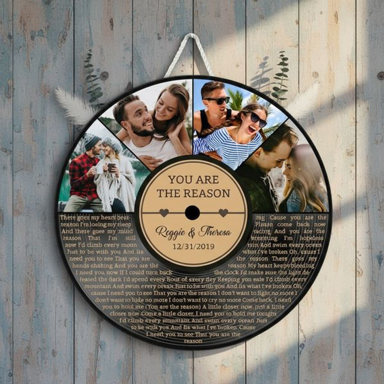Song Lyrics Wedding Round Wood Sign Soulful First Anniversary Gift