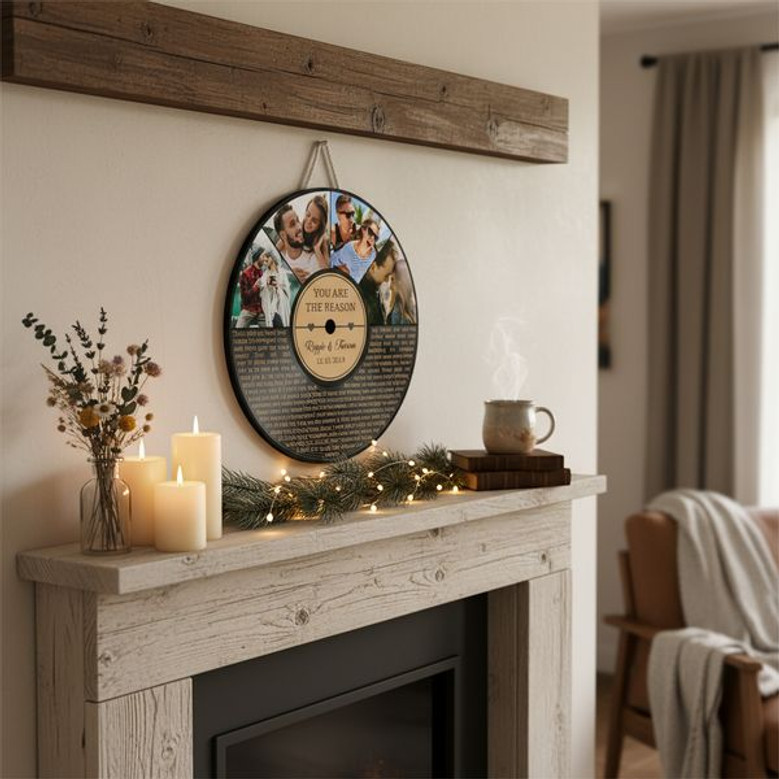 Song Lyrics Wedding Round Wood Sign Soulful First Anniversary Gift