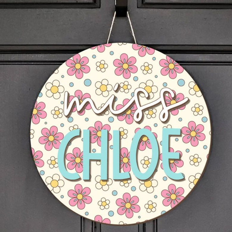 3D Custom Teacher Round Wood Sign Classroom Gift