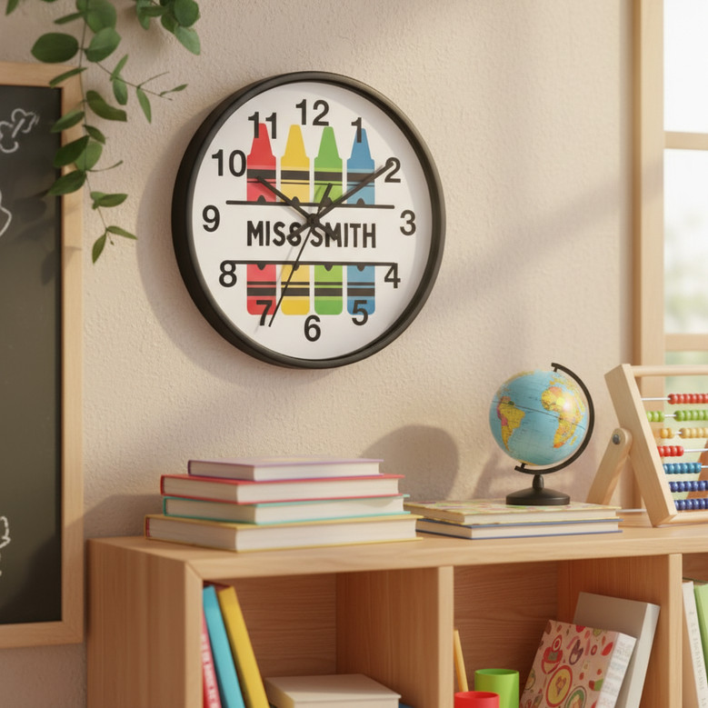 Brighten Any Classroom - Crayon Art Personalized Wall Clock