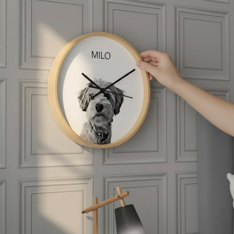 Forever Friends - Custom Pet Portrait Personalized Wall Clock