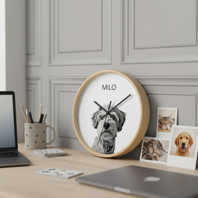 Forever Friends - Custom Pet Portrait Personalized Wall Clock