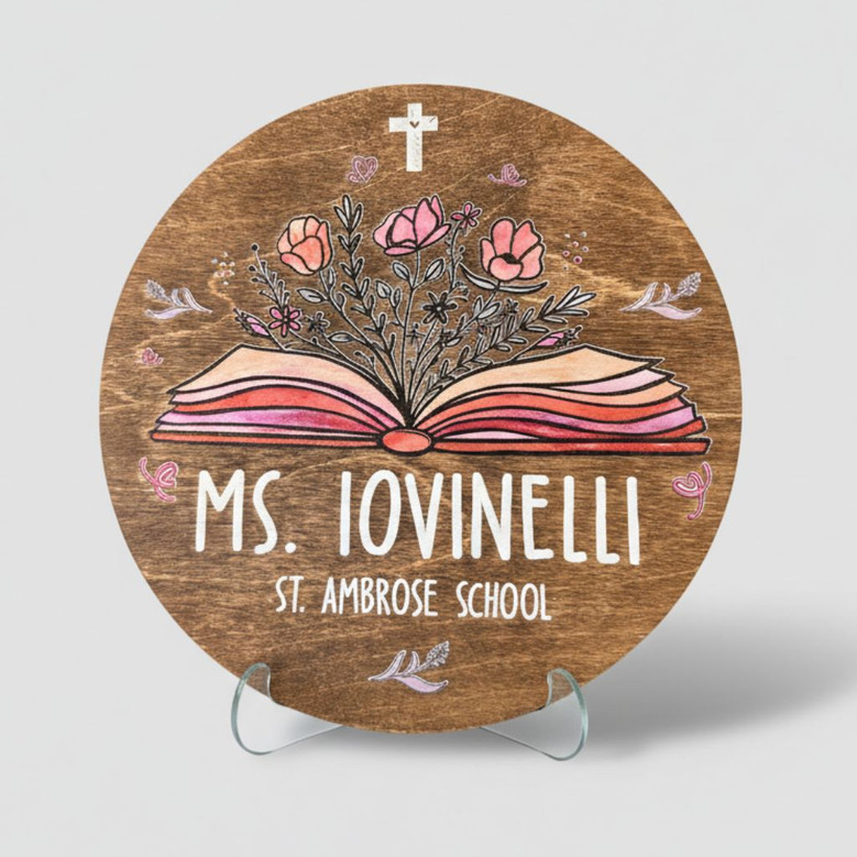 Heartfelt Classroom Welcome Teacher Round Wood Sign