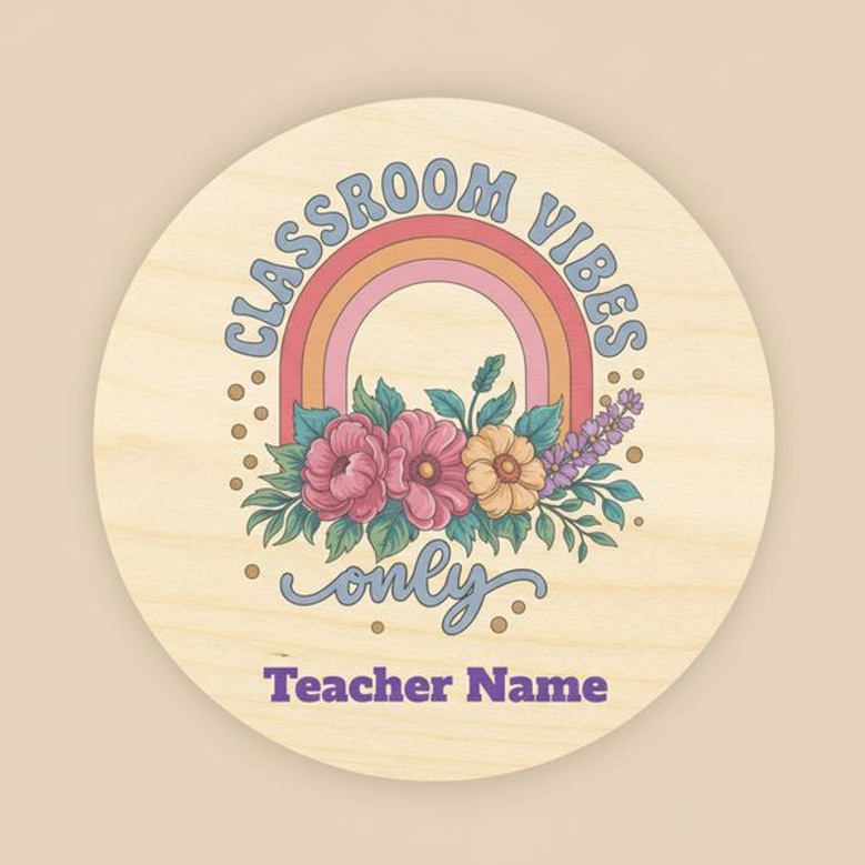 Rustic Birch Teacher Round Wood Sign Classroom Welcome Decor