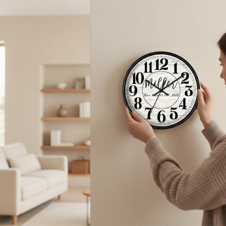 Rustic Keepsake - Your Family Name Personalized Wall Clock