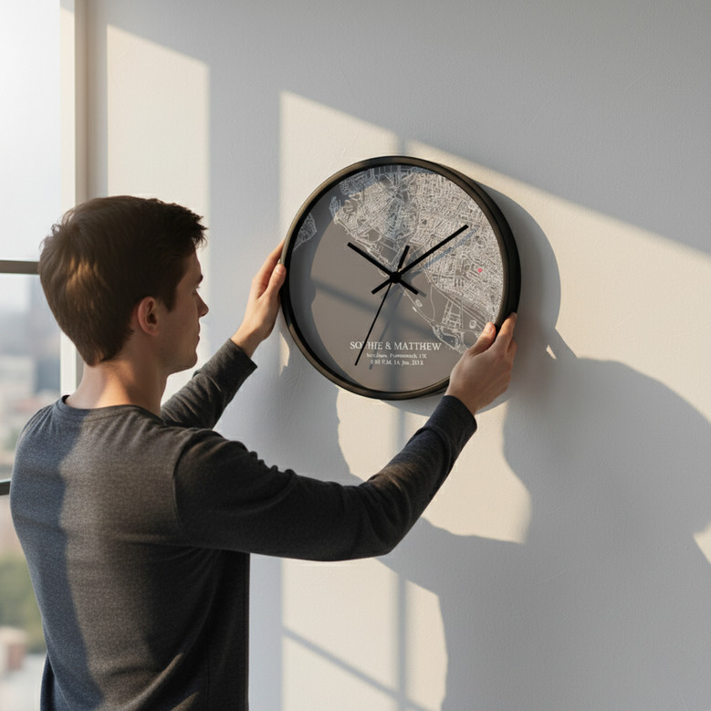 Map Your Love Story - Personalized Wall Clock Anniversary Gift