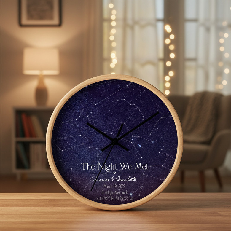 Night We Met Star Map Anniversary Personalized Wall Clock