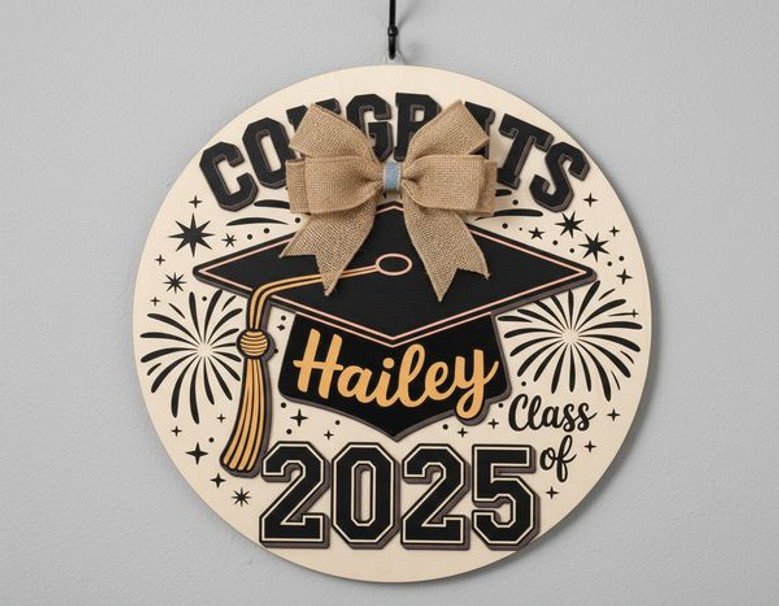 Personalized Graduation Round Wood Sign Custom Congrats Keepsake