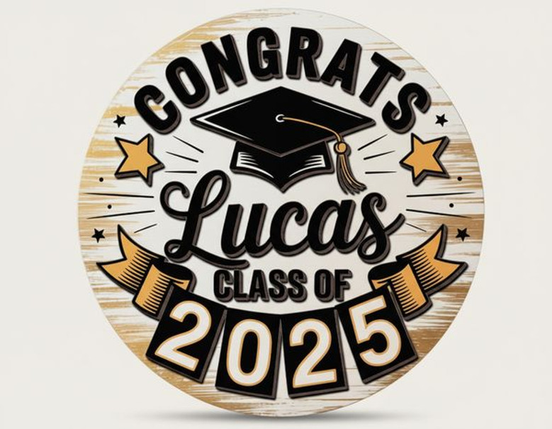 Personalized Graduation Round Wood Sign, Gifts Decor
