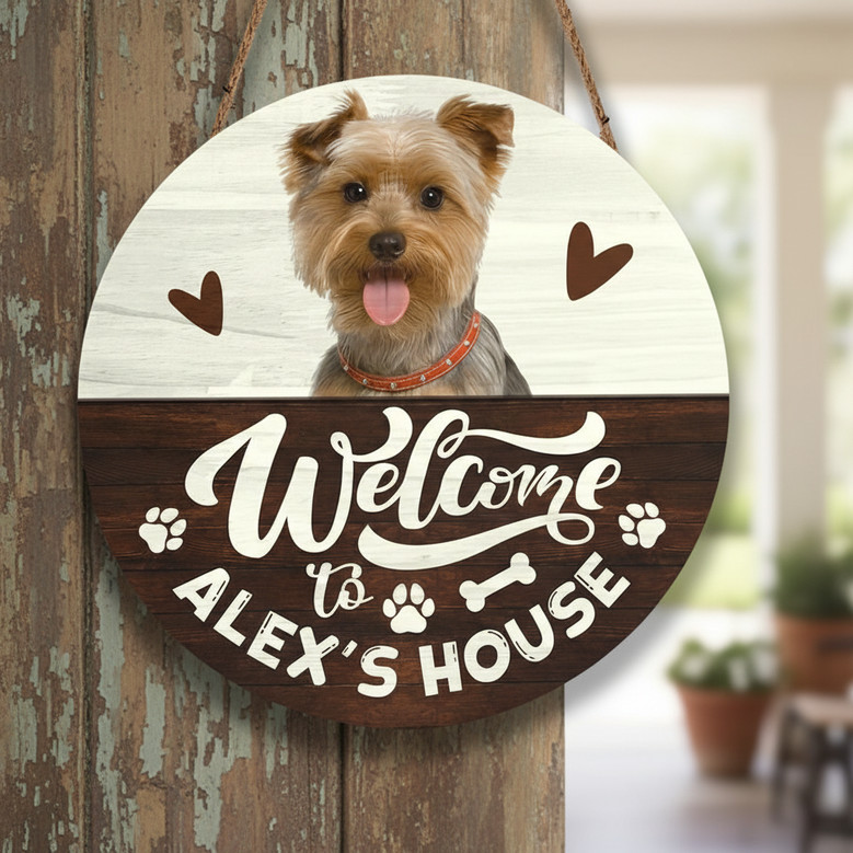 Personalized Home Animal Round Wood Sign for Pet Lovers