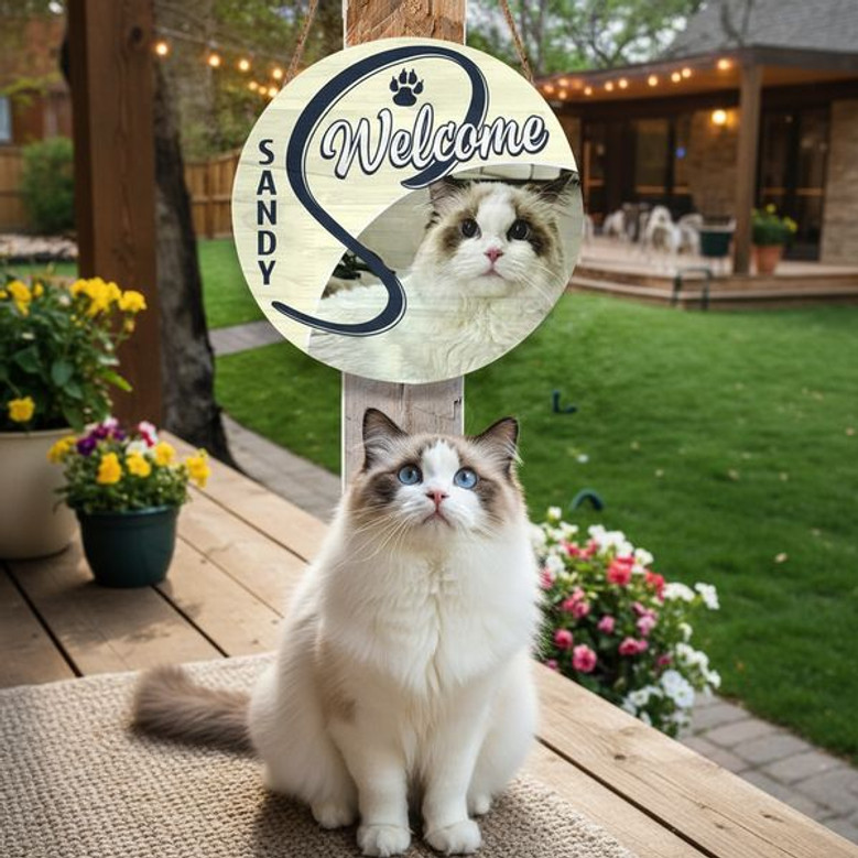 Photo and Initial Personalized Animal Round Wood Sign Decor