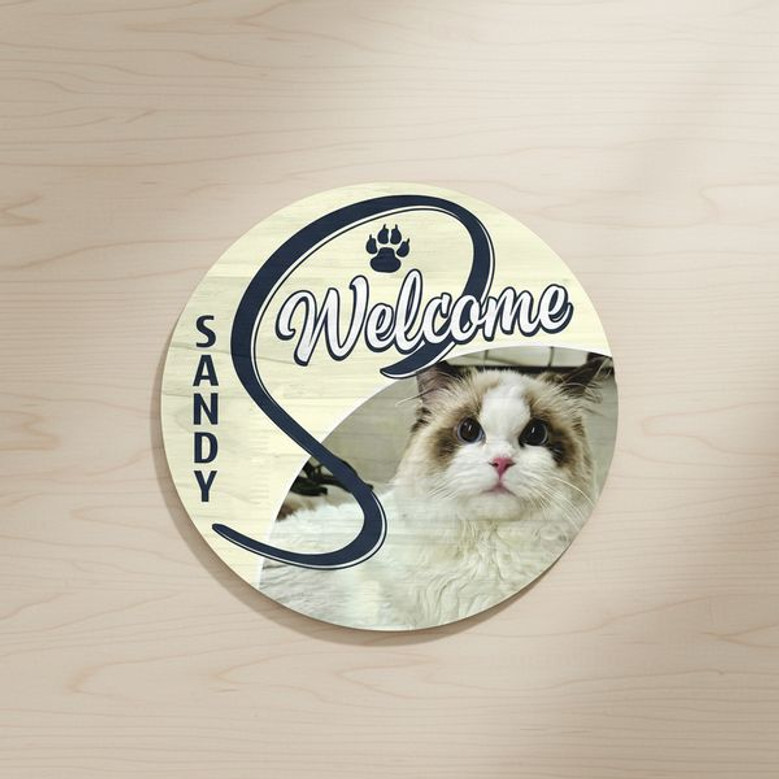 Photo and Initial Personalized Animal Round Wood Sign Decor