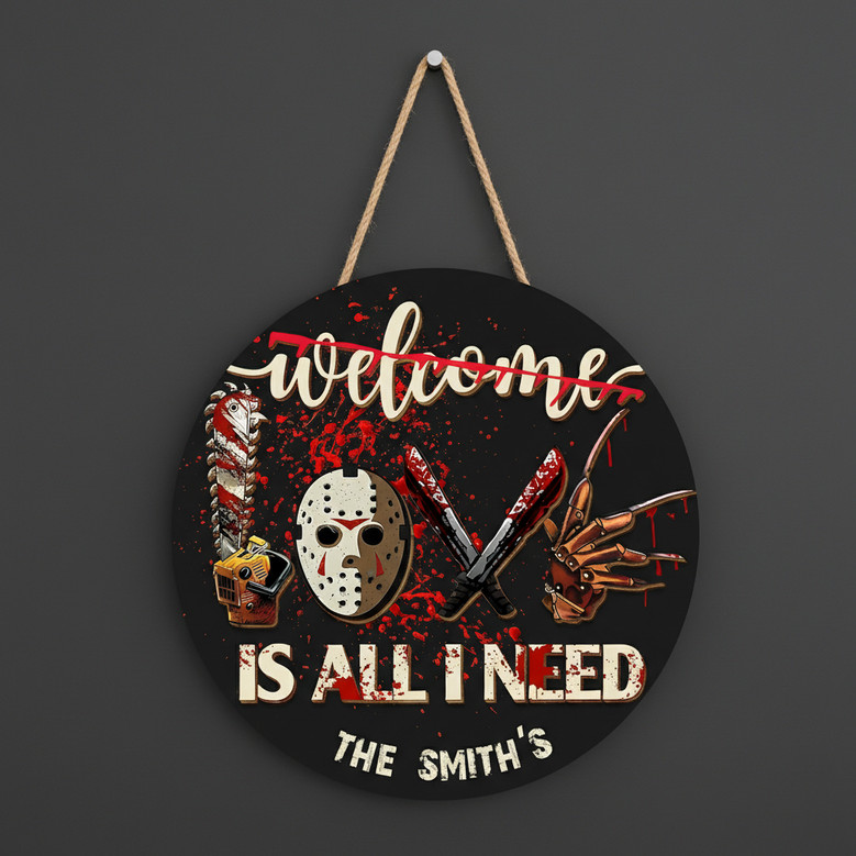 Spooky Movie Night Halloween Round Wood Sign for Horror Fans