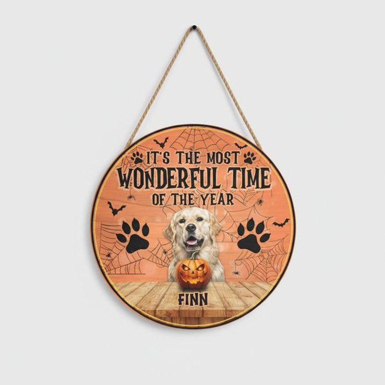 Spooky Season Pet Love Custom Halloween Round Wood Sign
