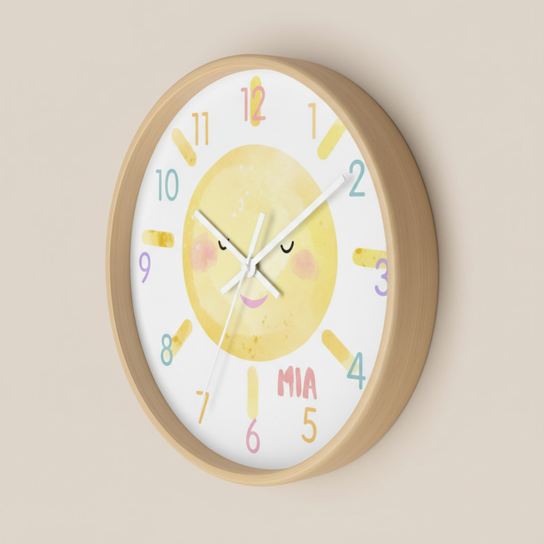 Sunshine Nursery Decor - Personalized Wall Clock for Kids