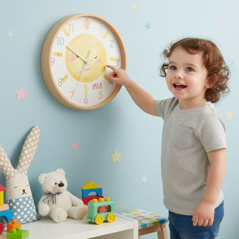 Sunshine Nursery Decor - Personalized Wall Clock for Kids