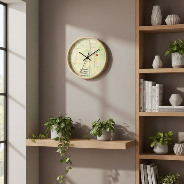Where We Met Personalized Wall Clock Anniversary Map Art Gift