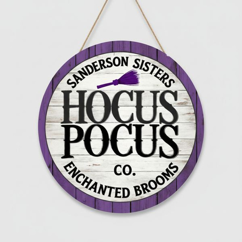 Witchy Charm Hocus Pocus Halloween Round Wood Sign