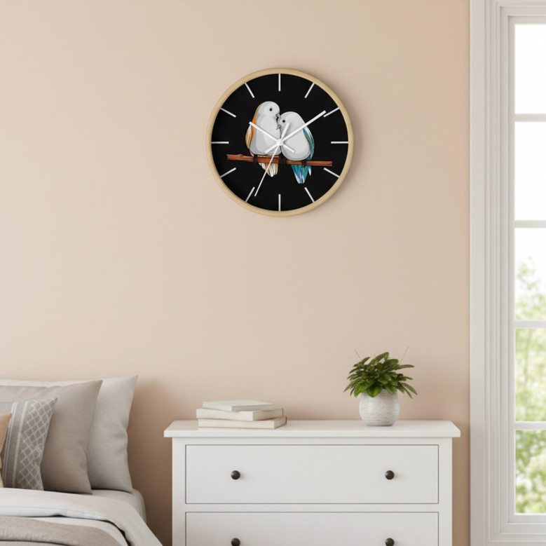 Couples Lovebirds Keepsake - Personalized Wall Clock