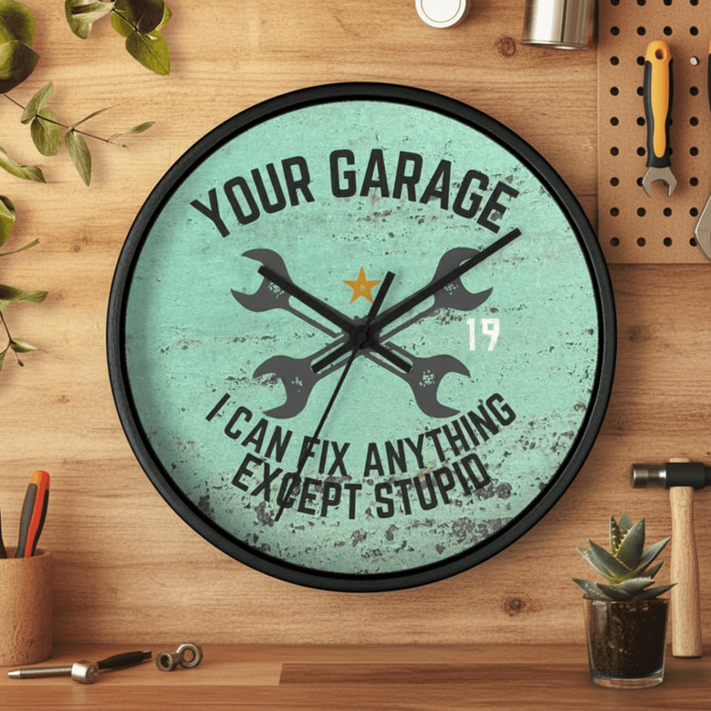 Expert's Workspace - Personalized Wall Clock for Custom Garages