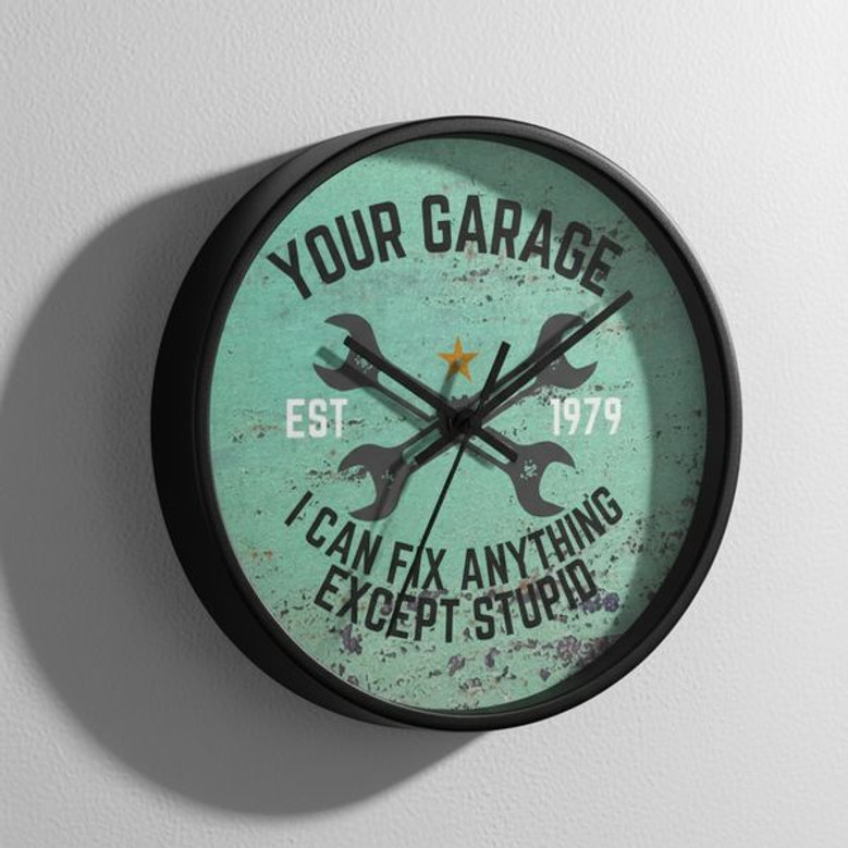Expert's Workspace - Personalized Wall Clock for Custom Garages