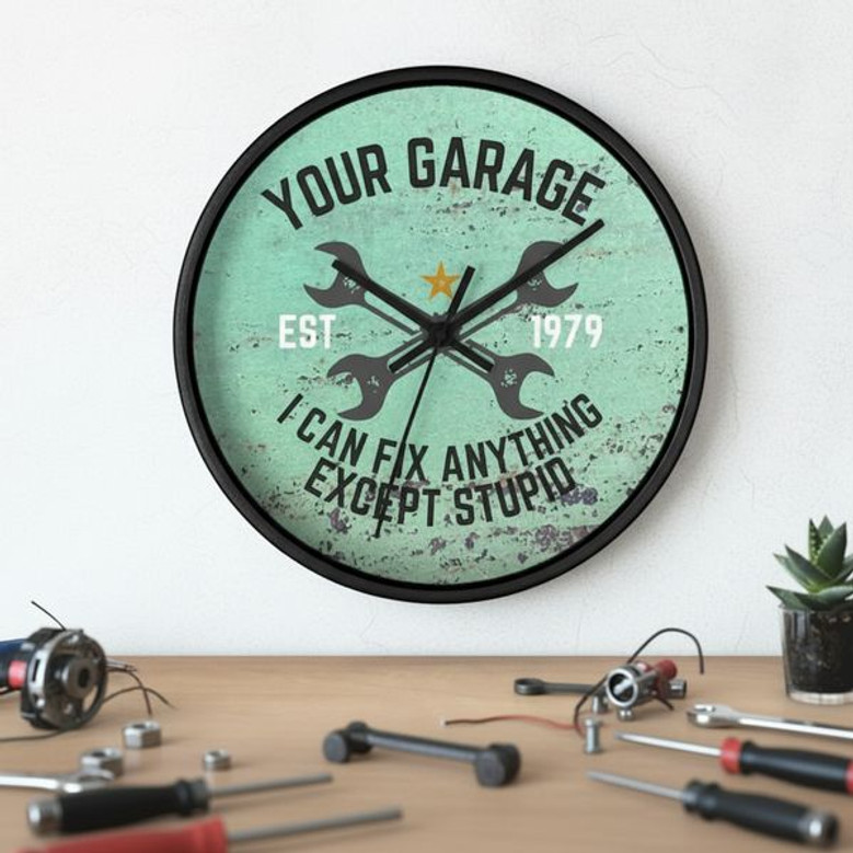 Expert's Workspace - Personalized Wall Clock for Custom Garages