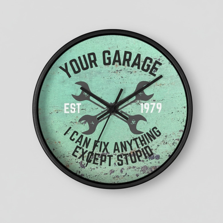 Expert's Workspace - Personalized Wall Clock for Custom Garages