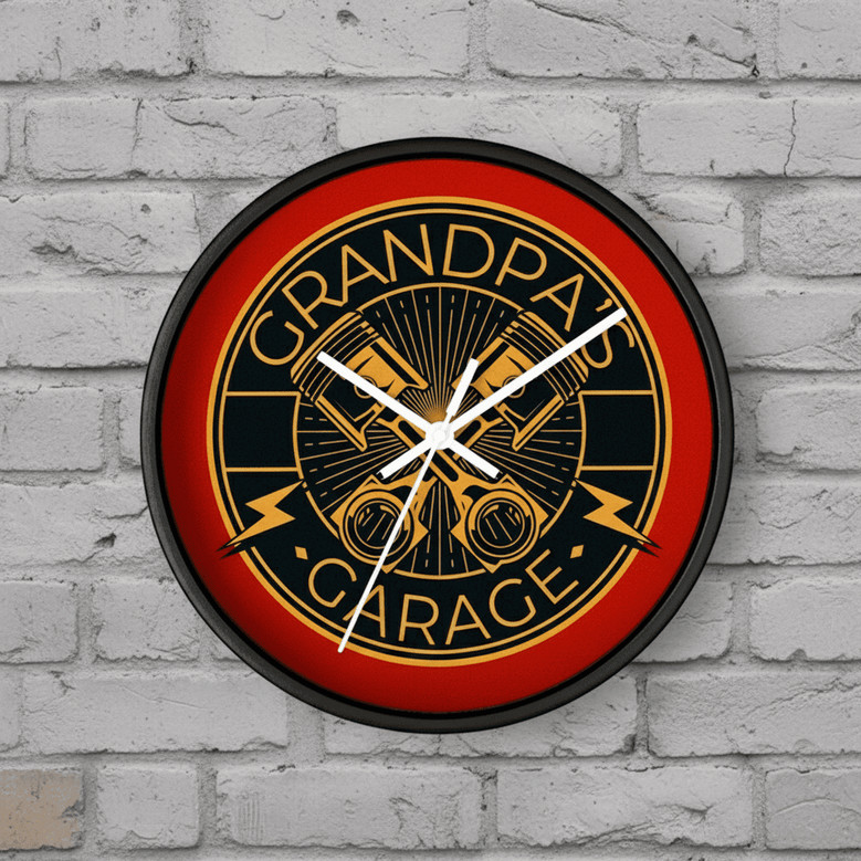Grandpa's Workshop Personalized Wall Clock - Custom Garage Decor