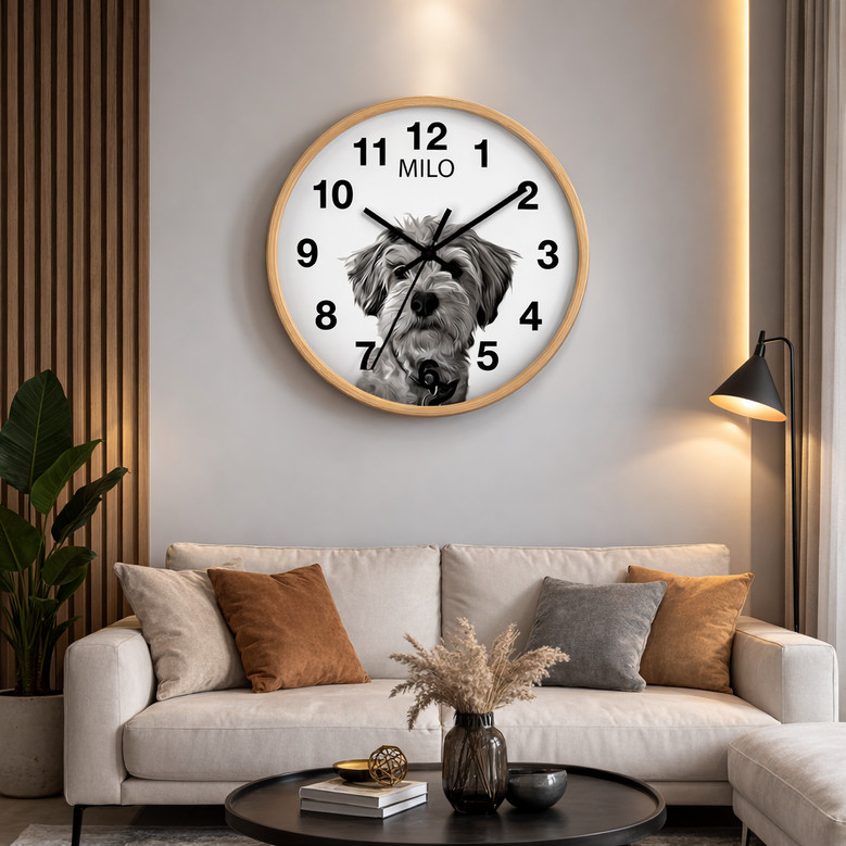 Forever Friends - Custom Pet Portrait Personalized Wall Clock