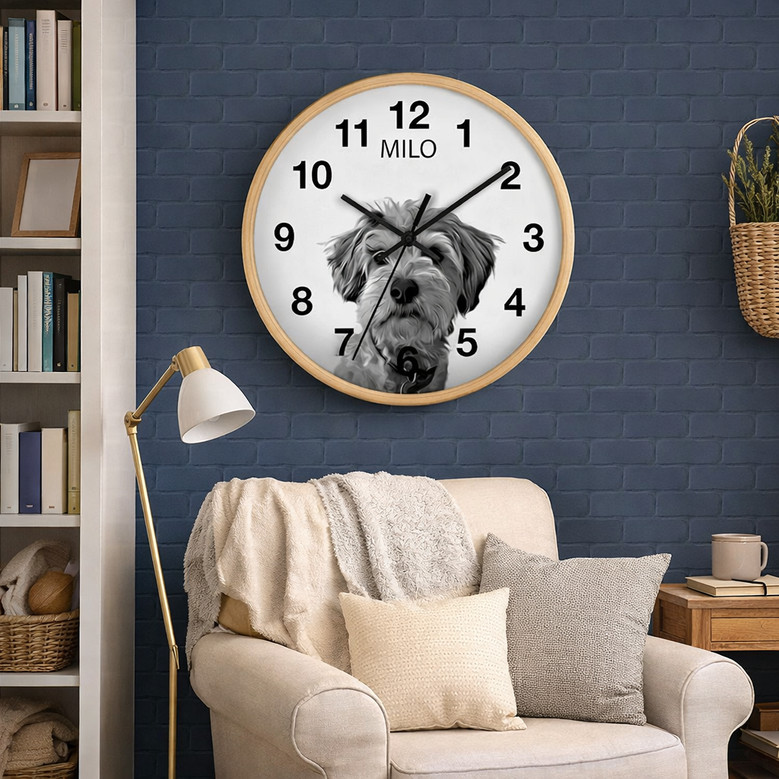 Forever Friends - Custom Pet Portrait Personalized Wall Clock