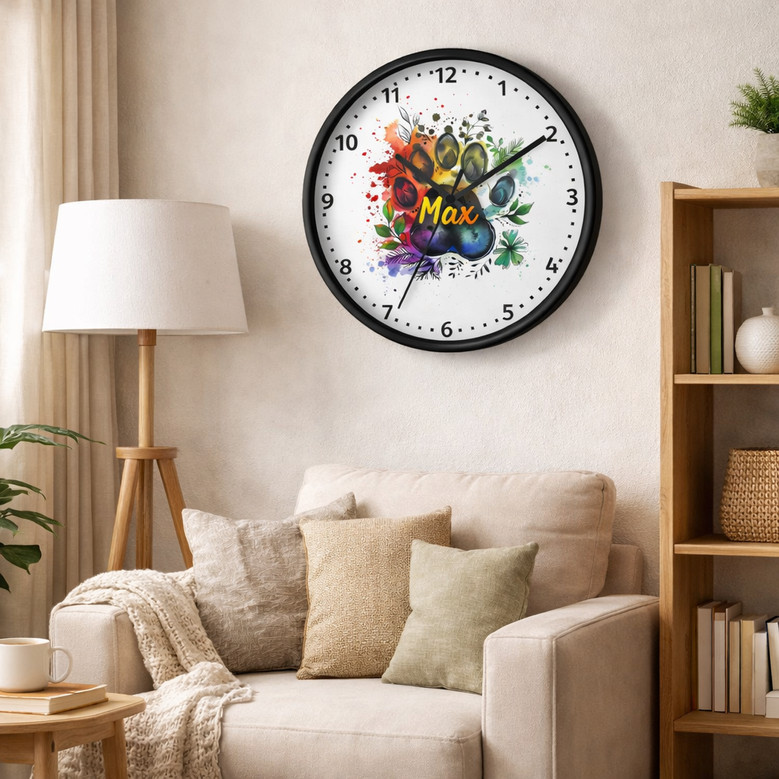 Heartfelt Paws - Vibrant Personalized Wall Clock for Pet Lovers