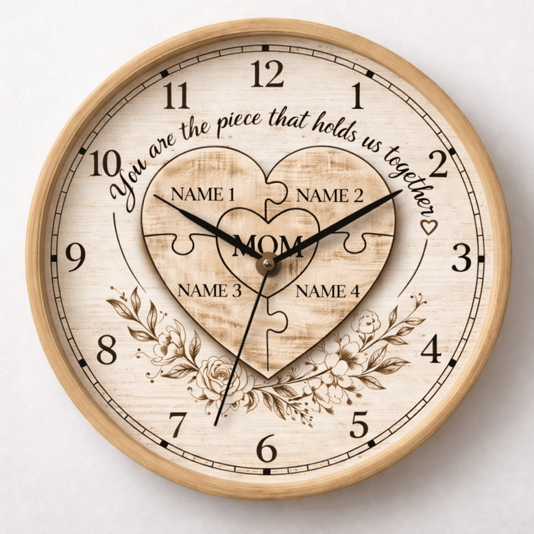 Piece of My Heart Mom Puzzle Personalized Wall Clock