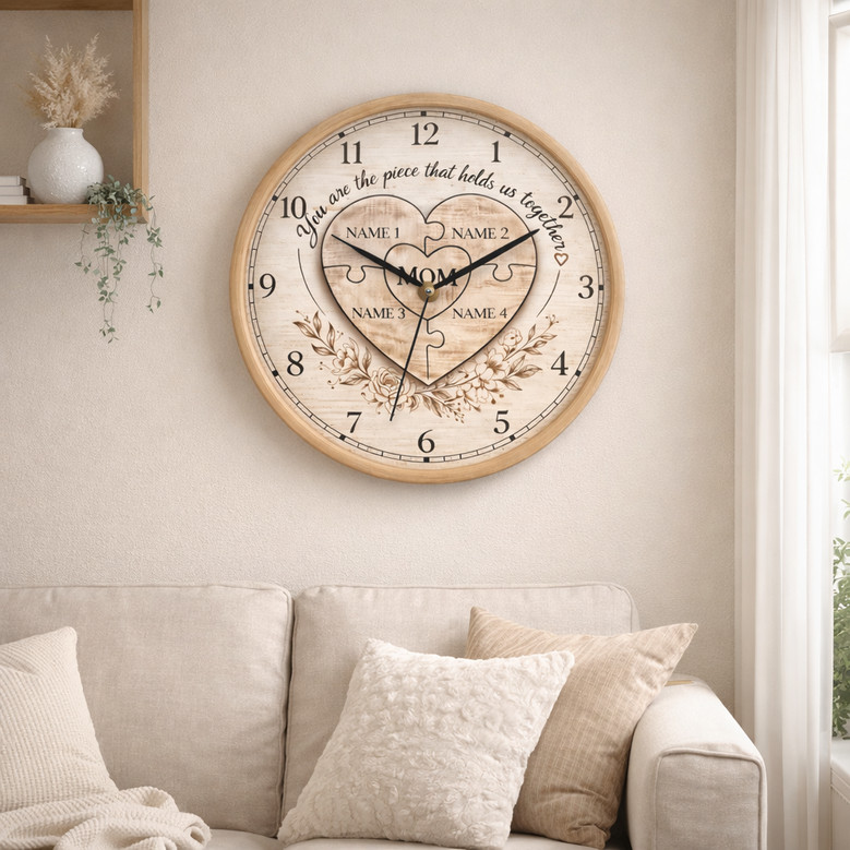 Piece of My Heart Mom Puzzle Personalized Wall Clock