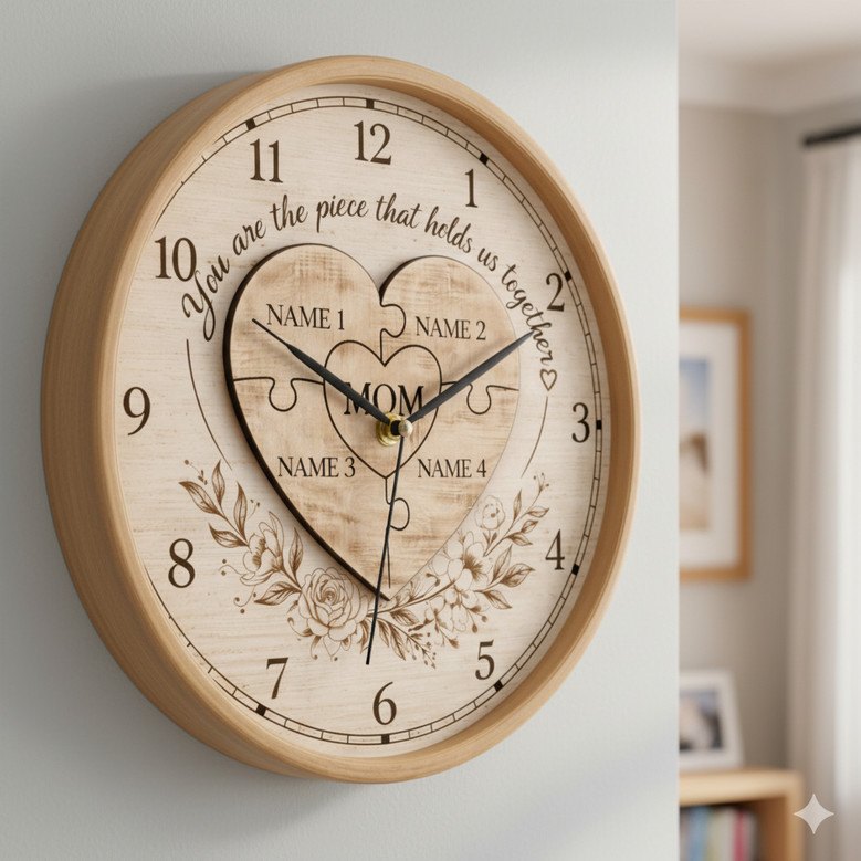 Piece of My Heart Mom Puzzle Personalized Wall Clock