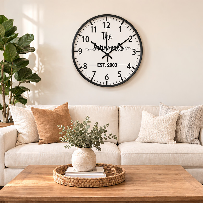 Heart of the Home - Personalized Wall Clock with Family Name